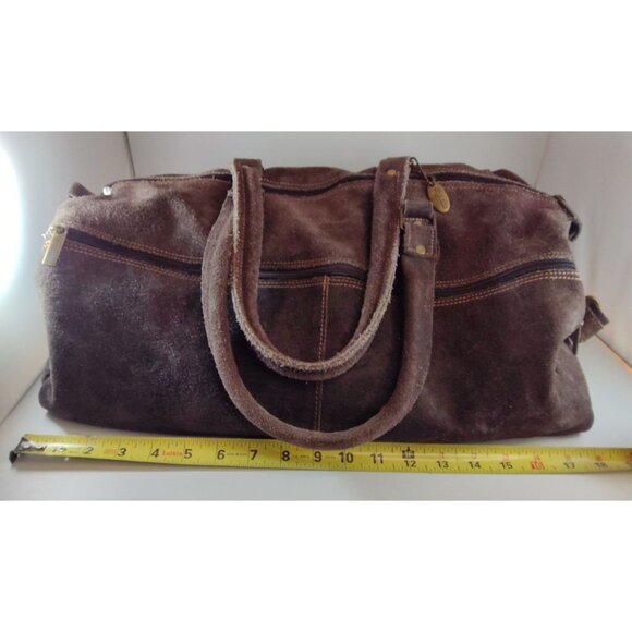 Vintage David King Brown Suede Duffle Bag With Multiple Pockets/Adjustable Strap - Picture 14 of 14